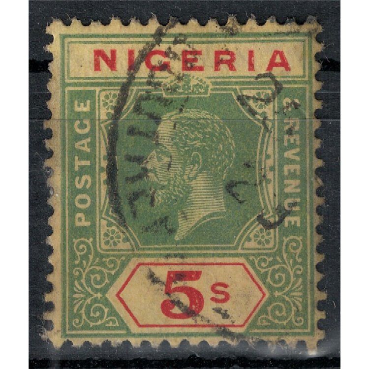 NIGERIA 1914 Giorgio V 5s verde e rosso su giallo us