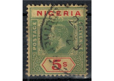 NIGERIA 1914 George V 5s green and red on yellow us