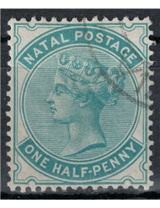 NATAL 1874-80 Regina Vittoria ½p verde azzurro us