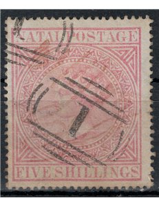 NATAL 1874-80 Queen Victoria 5s pink us