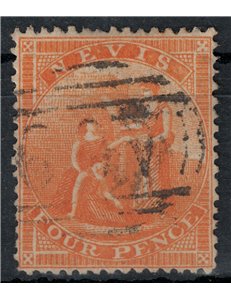 NEVIS 1866 Serie ordinaria 4p arancio us