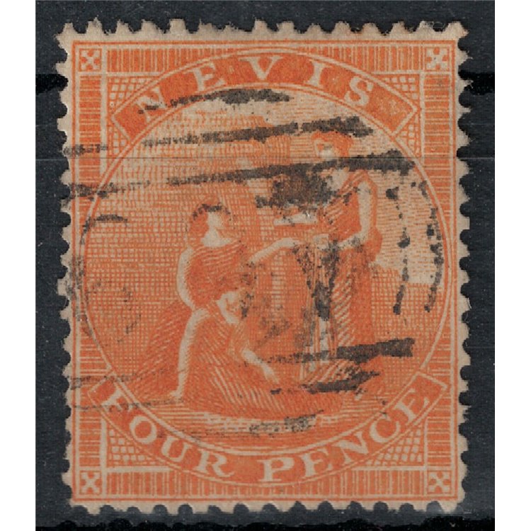 NEVIS 1866 Serie ordinaria 4p arancio us