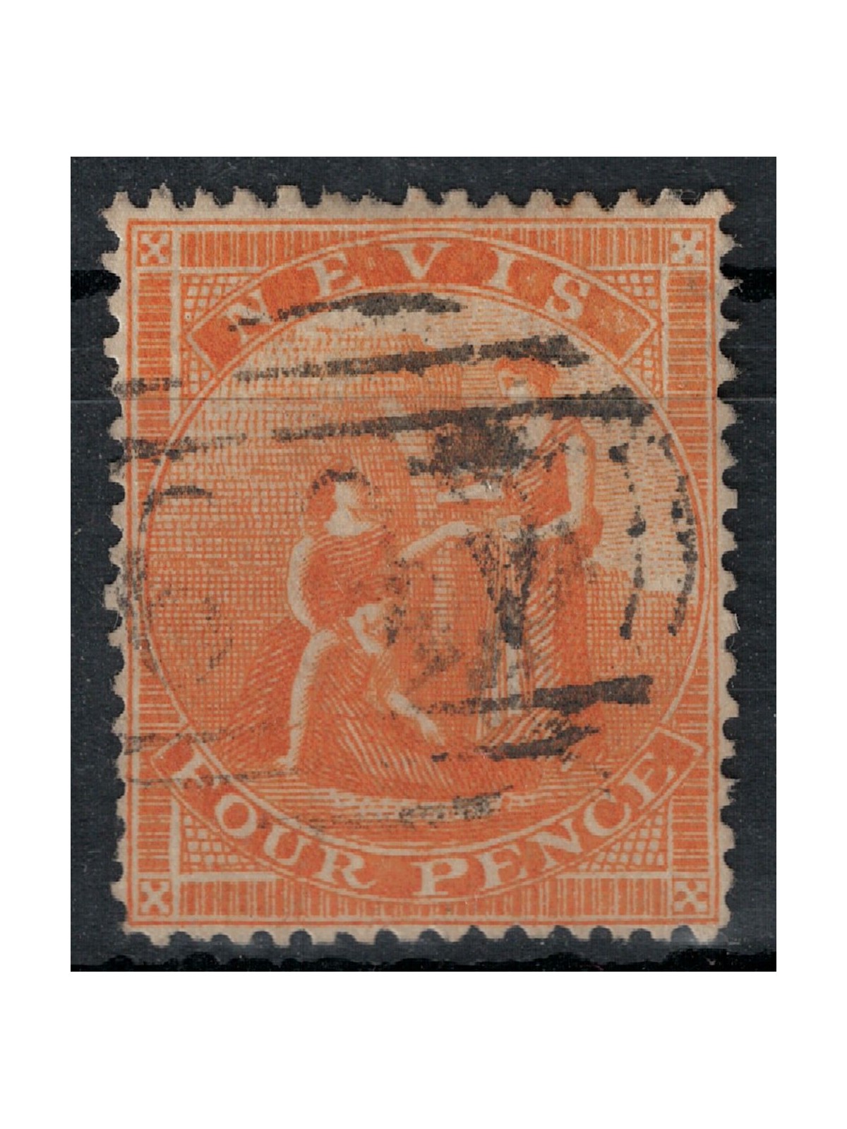 NEVIS 1866 Serie ordinaria 4p arancio us