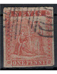 NEVIS 1876 Serie ordinaria 1p rosso us
