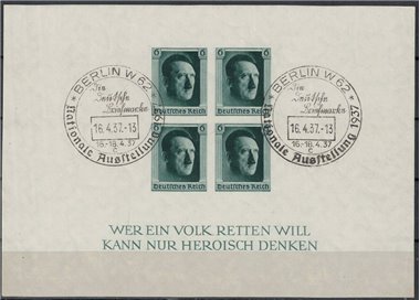 GERMANY REICH 1937 Hitler's birthday s/s us