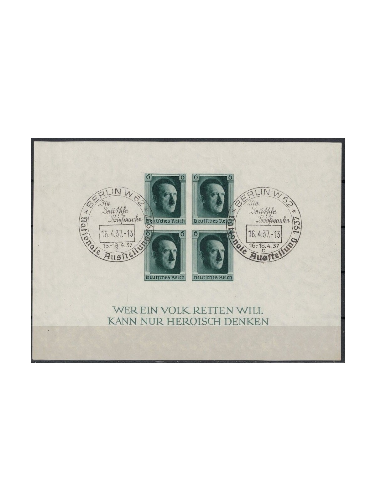 GERMANY REICH 1937 Hitler's birthday s/s us