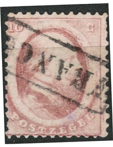 NETHERLANDS 1864 Effigy of King William III 10c carmine rose us
