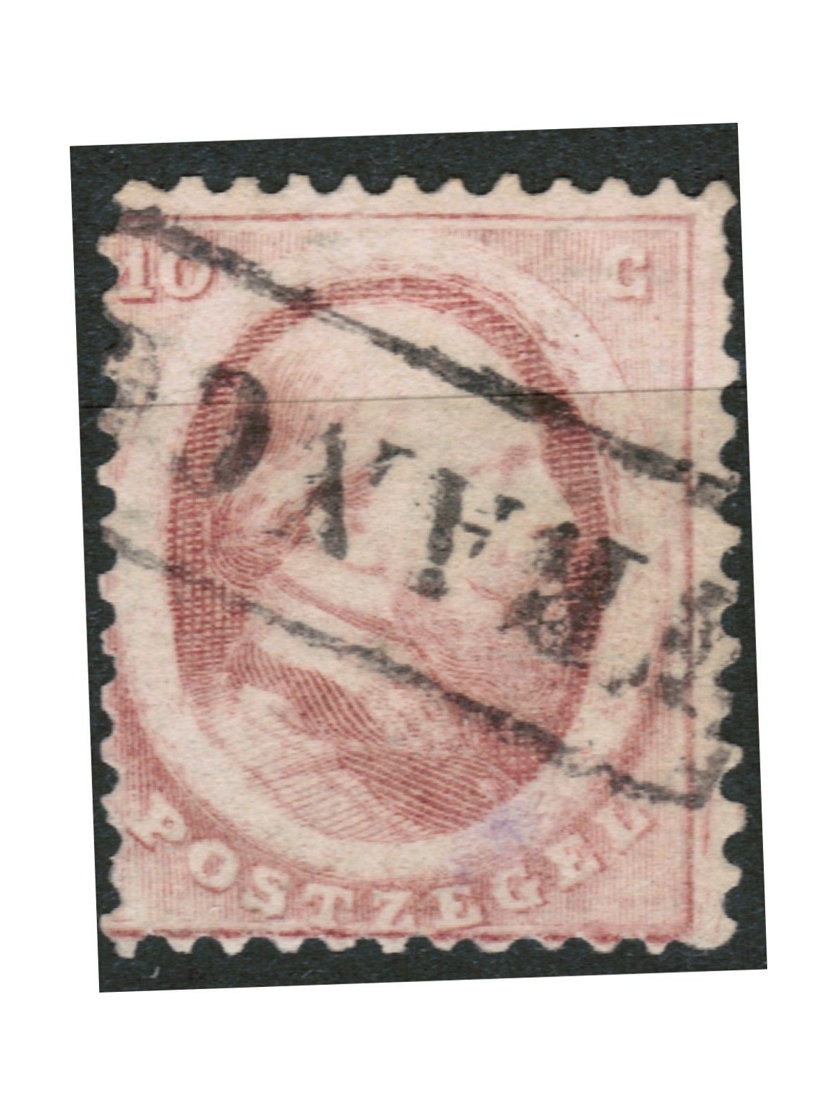 NETHERLANDS 1864 Effigy of King William III 10c carmine rose us