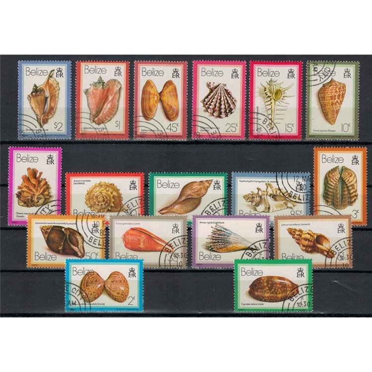BELIZE 1980 Marine fauna, shells 17v us