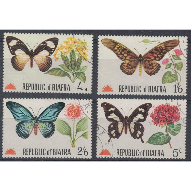 BIAFRA 1968 Butterflies and Flowers 4v us
