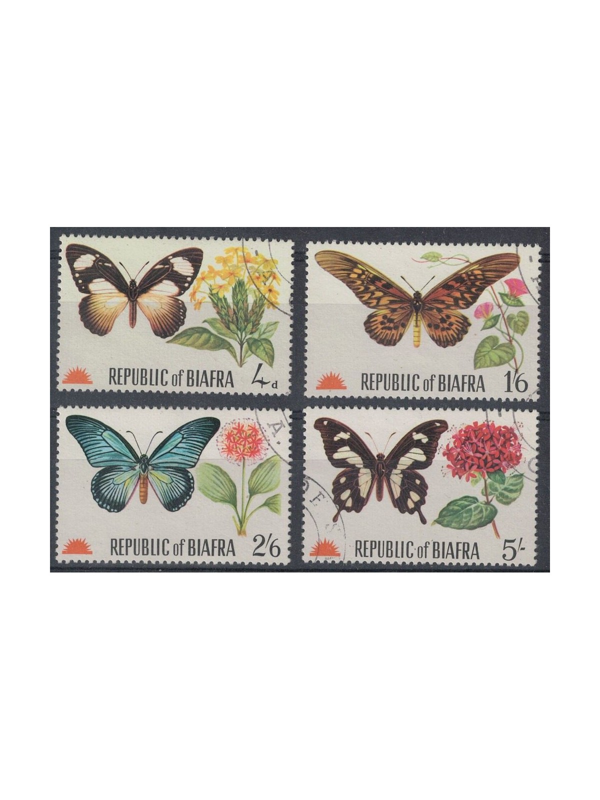 BIAFRA 1968 Butterflies and Flowers 4v us