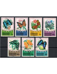 GRENADA GRENADINES 1975 Butterflies 7v us