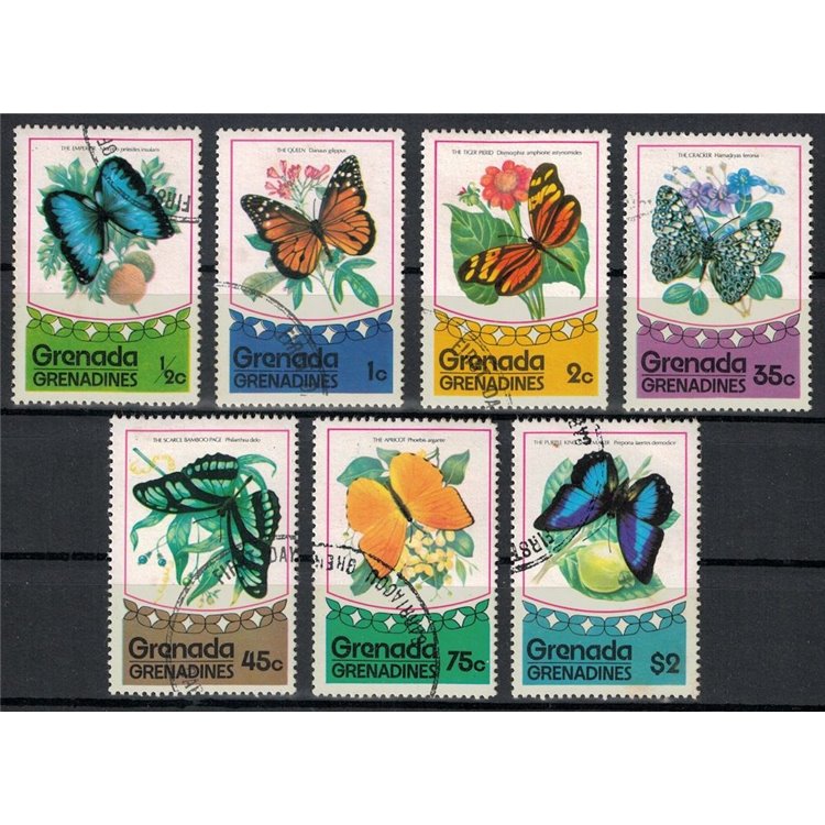 GRENADA GRENADINES 1975 Butterflies 7v us