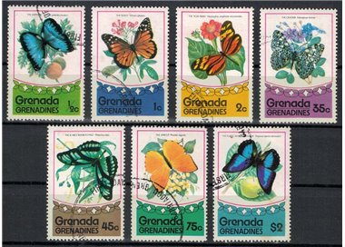 GRENADA GRENADINES 1975 Butterflies 7v us