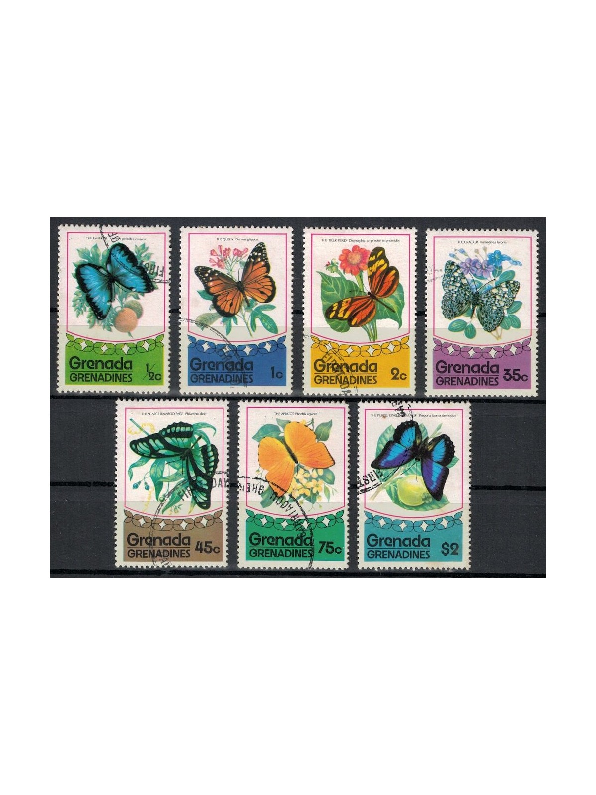GRENADA GRENADINES 1975 Butterflies 7v us