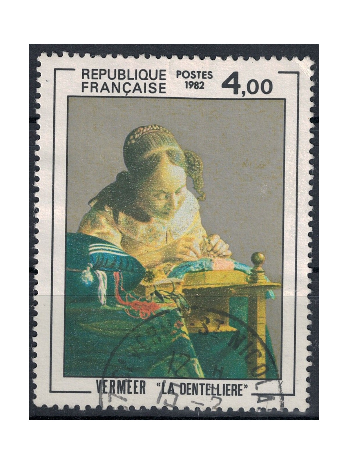 FRANCIA 1982 Arte (Vermeer, La Merlettaia) us