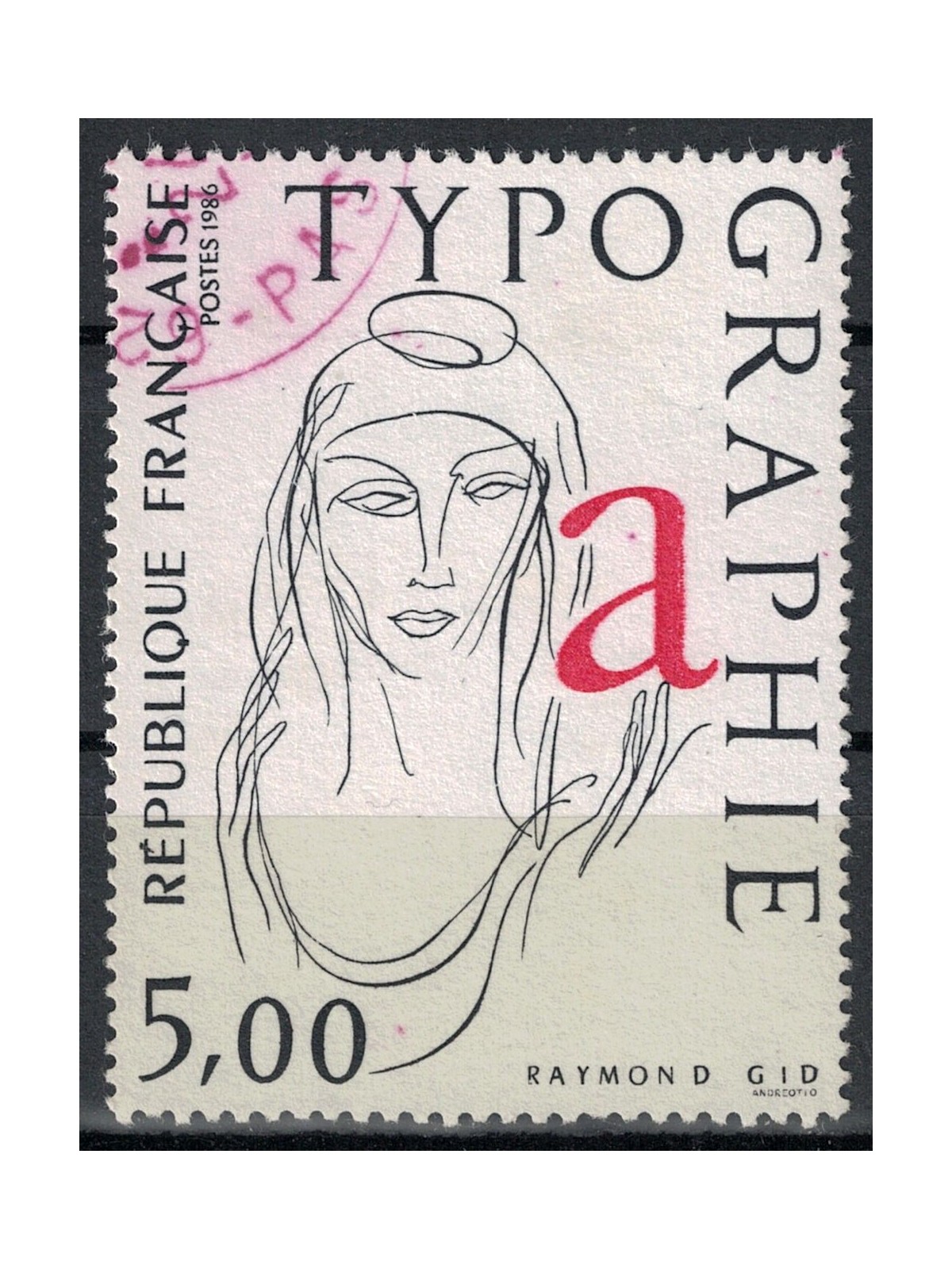 FRANCE 1986 Art (Raymond Gid, Typography) us