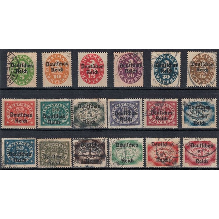 GERMANY REICH 1920 Service Stamps (Bavaria) 18v us