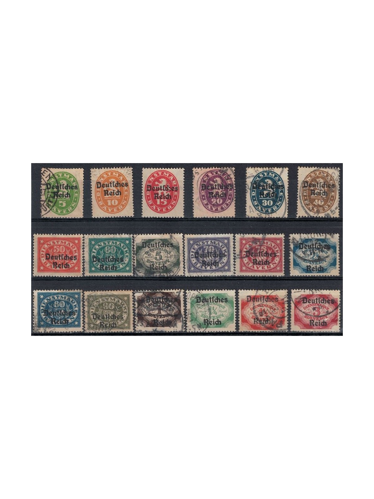GERMANY REICH 1920 Service Stamps (Bavaria) 18v us
