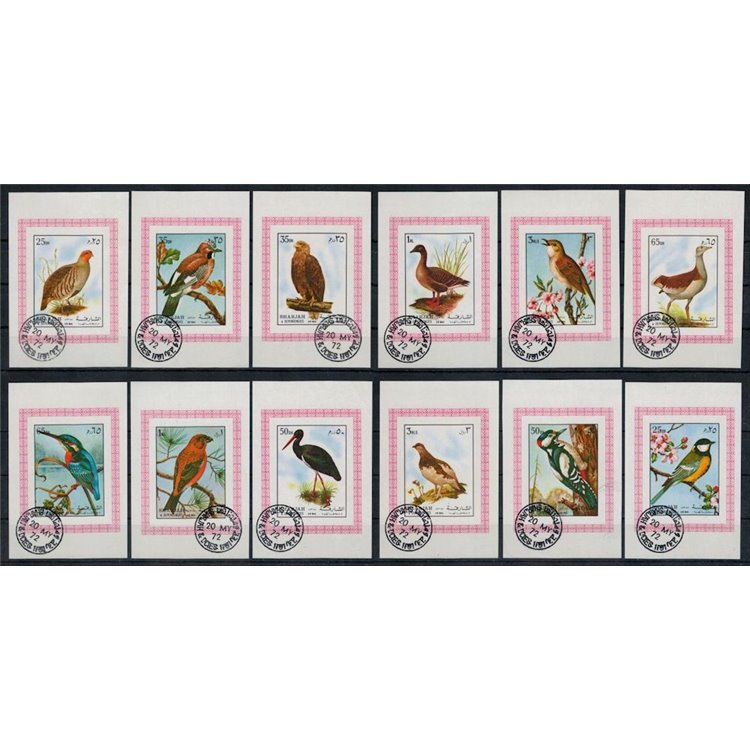 SHARJAH 1972 Wildlife, birds 12 s/s us