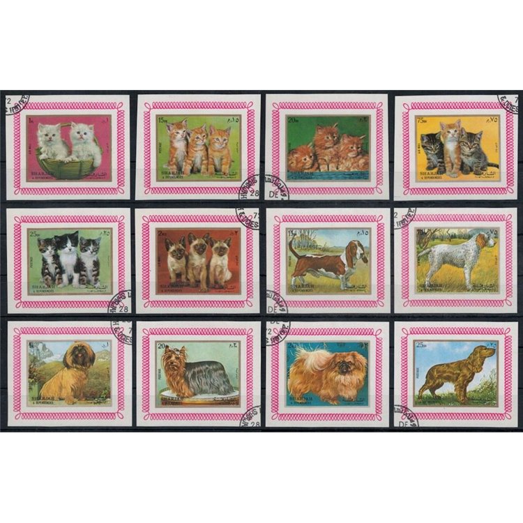 SHARJAH 1972 Fauna, cani e gatti 12 BF us