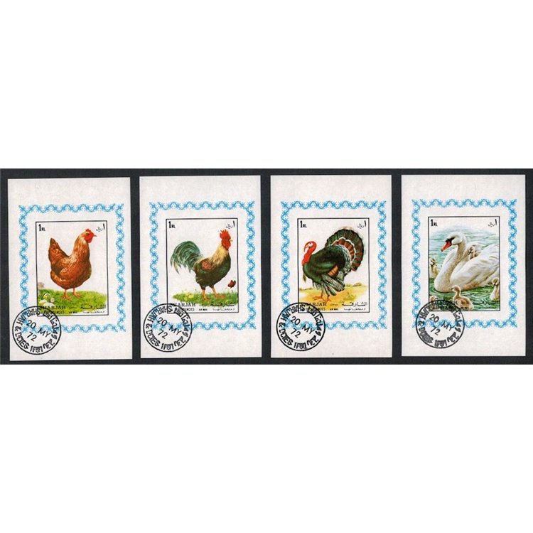 SHARJAH 1972 Fauna, uccelli 4 BF us