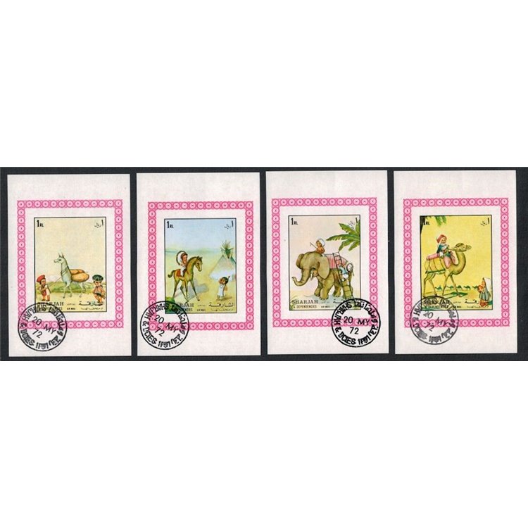 SHARJAH 1972 Bambini e animali 4 BF us