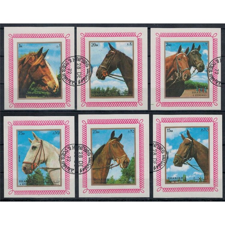 SHARJAH 1972 Wildlife, horses 6 s/s us