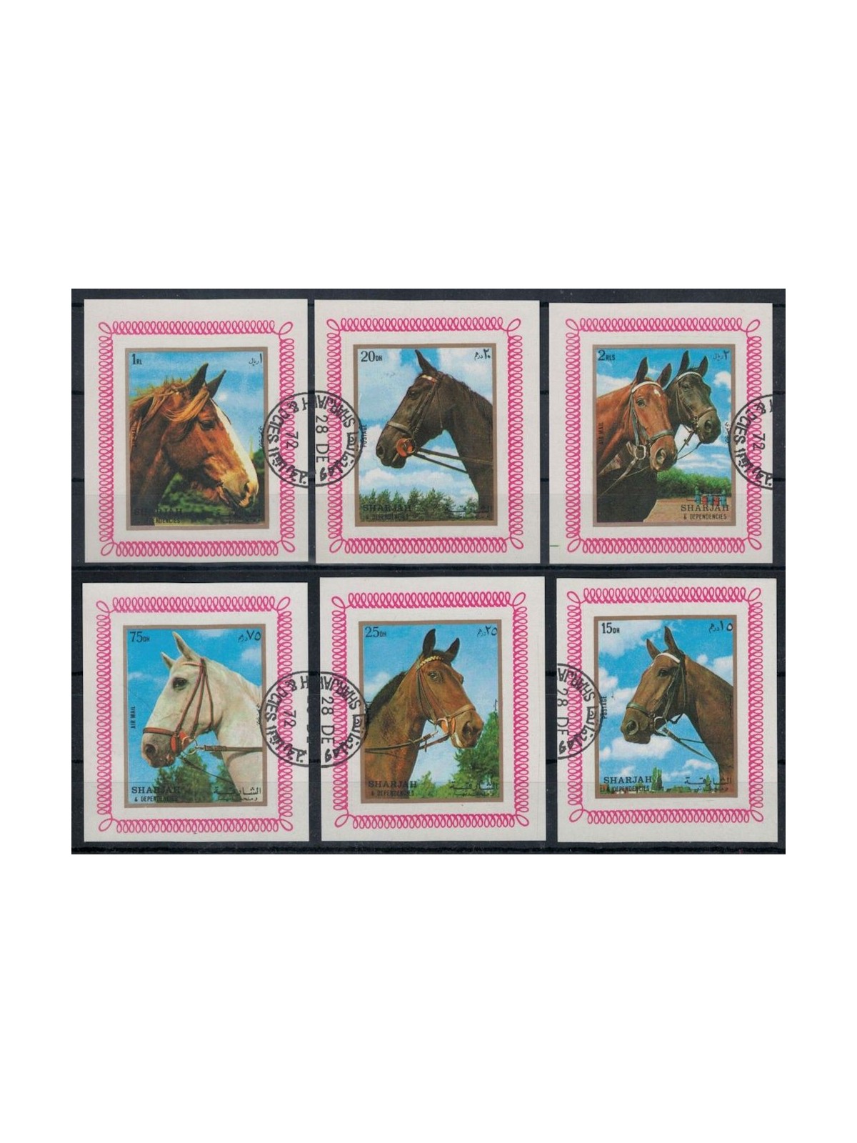 SHARJAH 1972 Wildlife, horses 6 s/s us