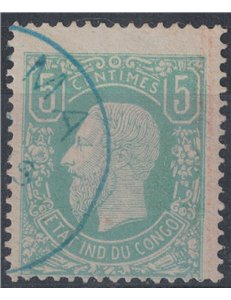 CONGO BELGA 1886 Leopoldo II 5c verde us