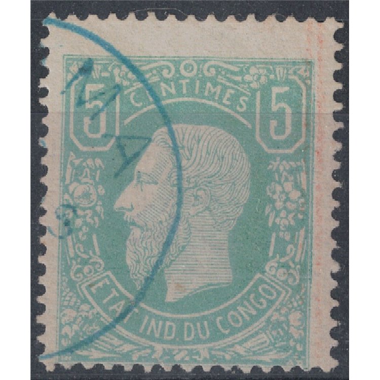 CONGO BELGA 1886 Leopoldo II 5c verde us