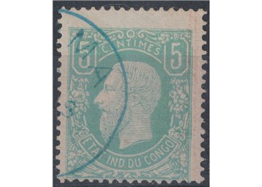 CONGO BELGA 1886 Leopoldo II 5c verde us