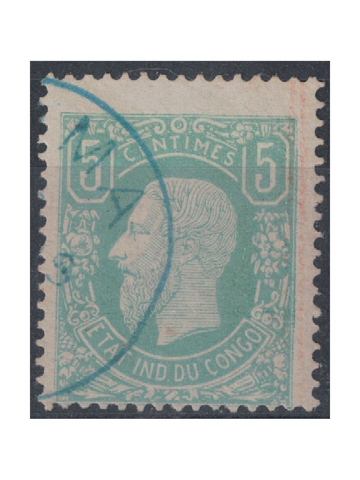 BELGIAN CONGO 1886 Leopold II 5c green us