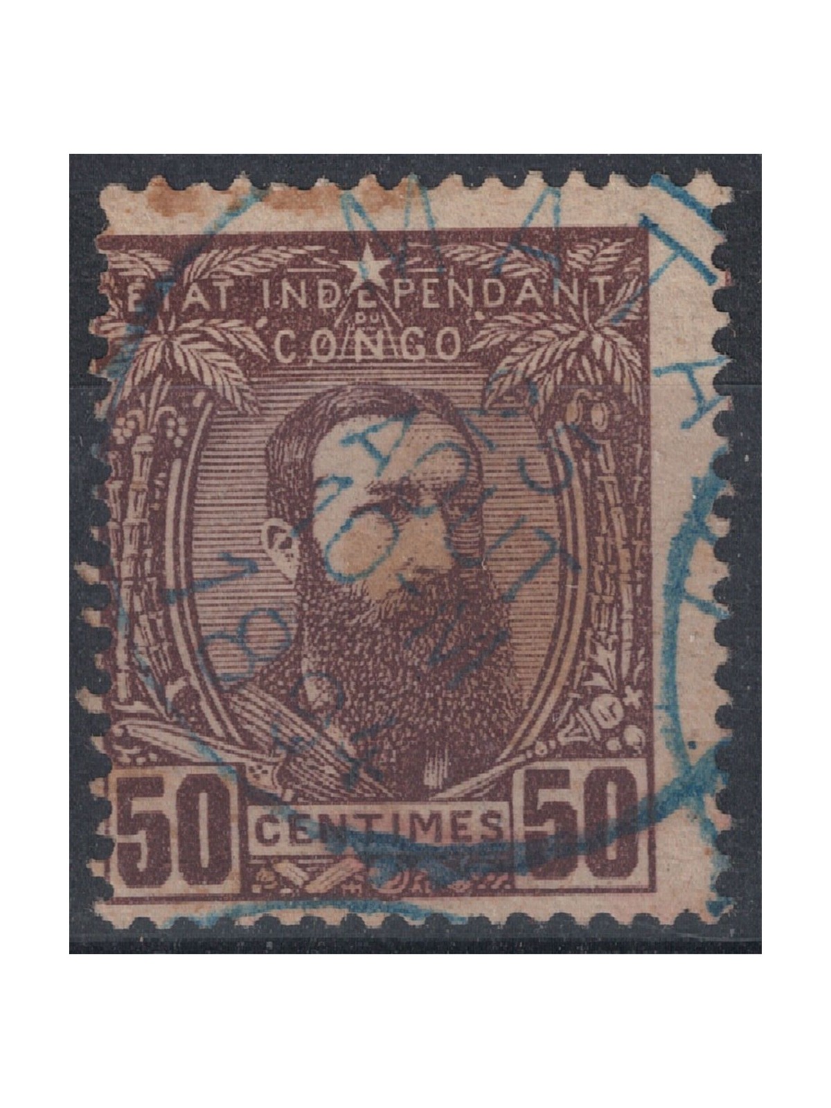 CONGO BELGA 1887-94 Leopoldo II 50c bruno us
