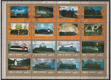 UMM AL QIWAIN 1973 Trains and Locomotives 16v us