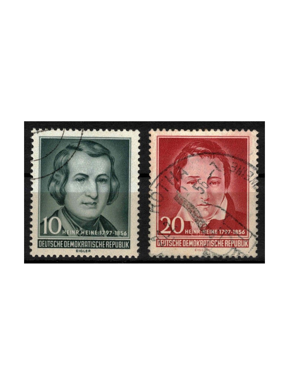 GERMANY DDR 1956 Heinrich Heine 2v us