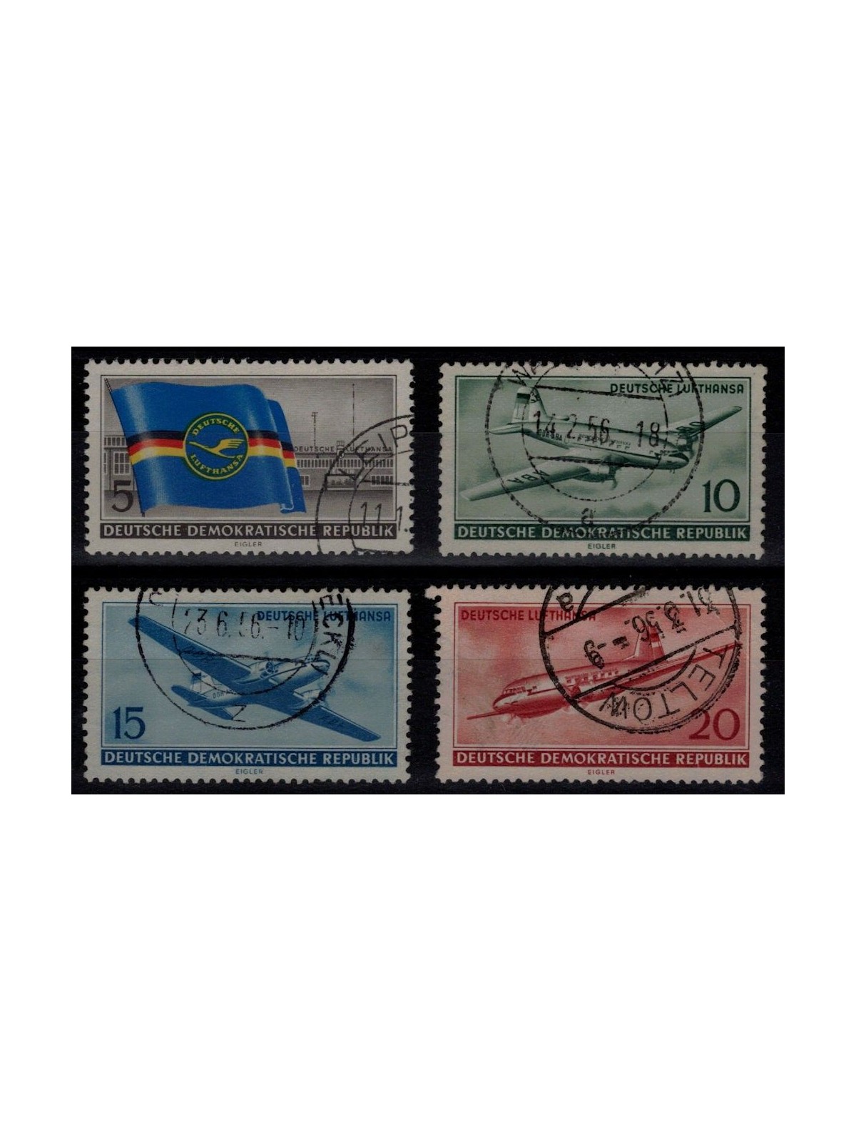 GERMANIA DDR 1956 Inizio dei voli civili 4v us