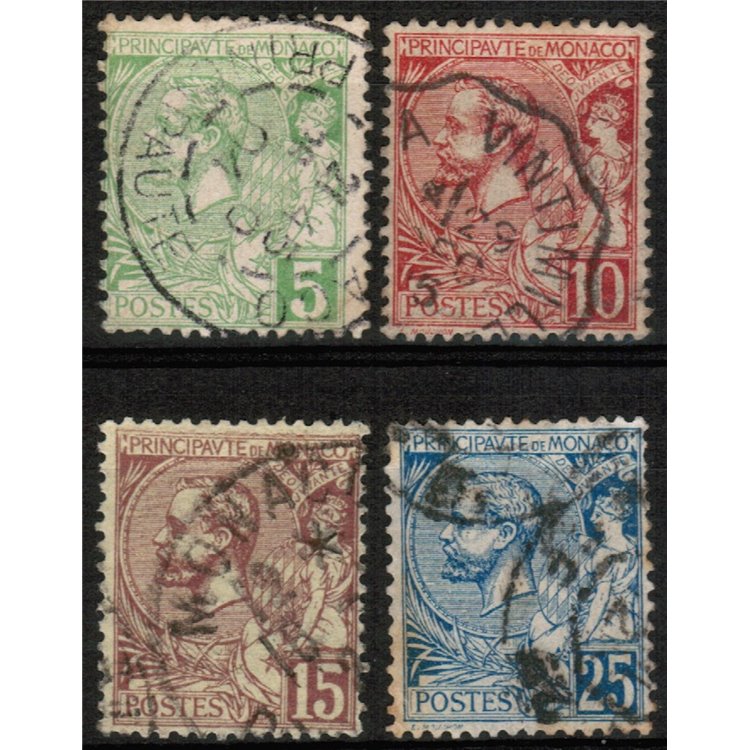 MONACO 1901 Effigie del Principe Alberto (colori cambiati) 4v us