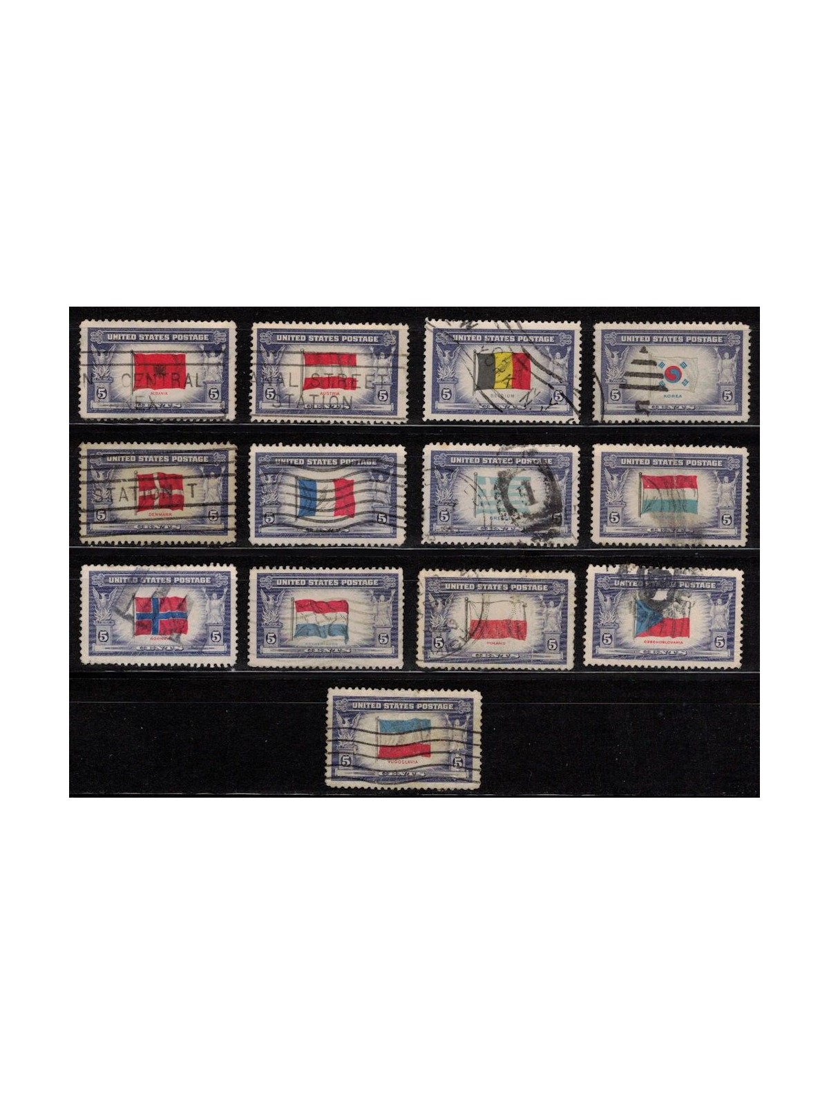 USA 1943-44 Flags of Occupied Countries 13v us