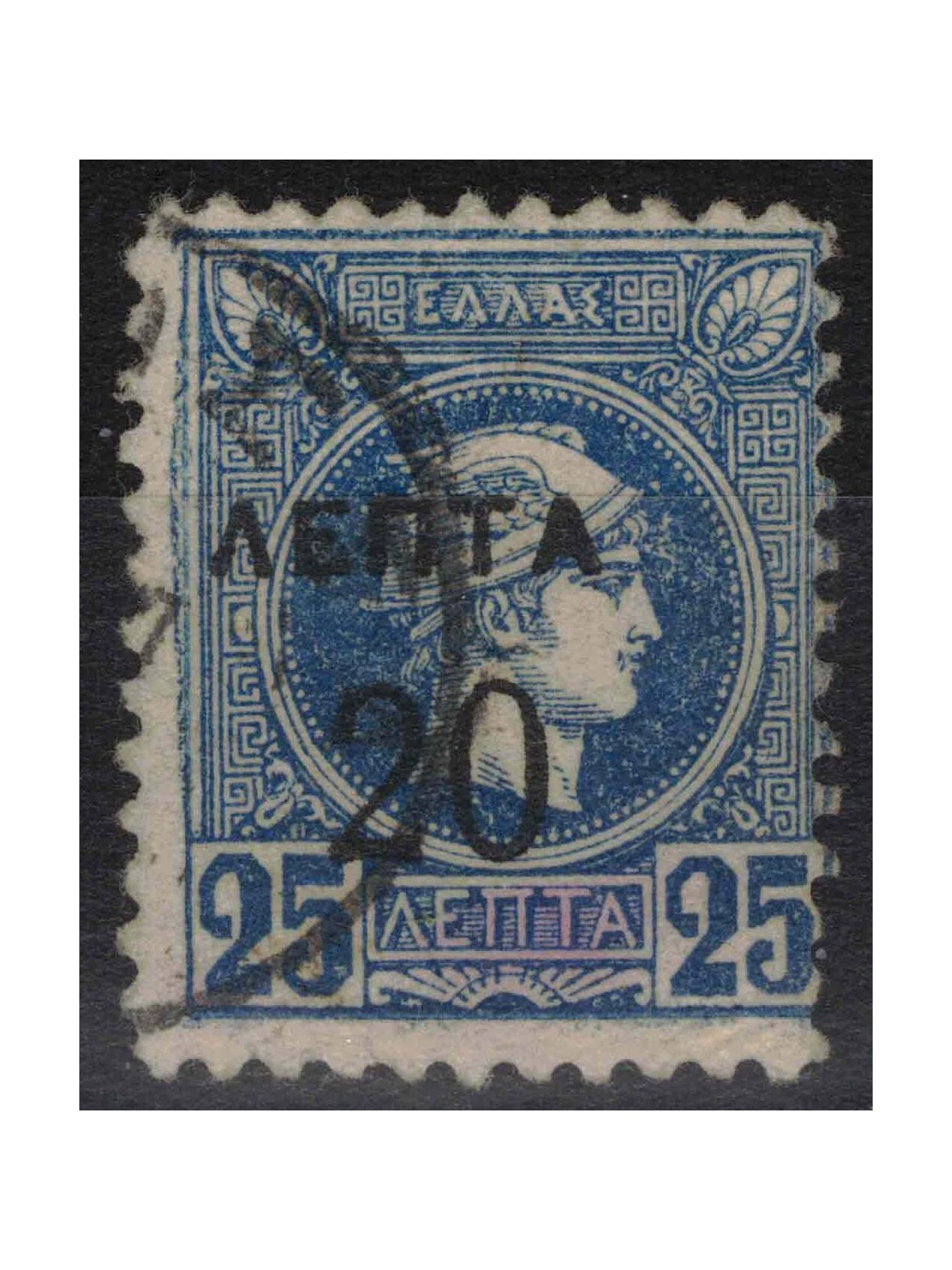 GREECE 1900 Small head of Mercury dent. 11½ (20l. on 25l. blue) us
