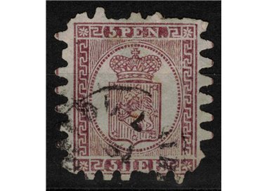 FINLANDIA 1866-70 Stemma 5p lilla bruno su ocra us
