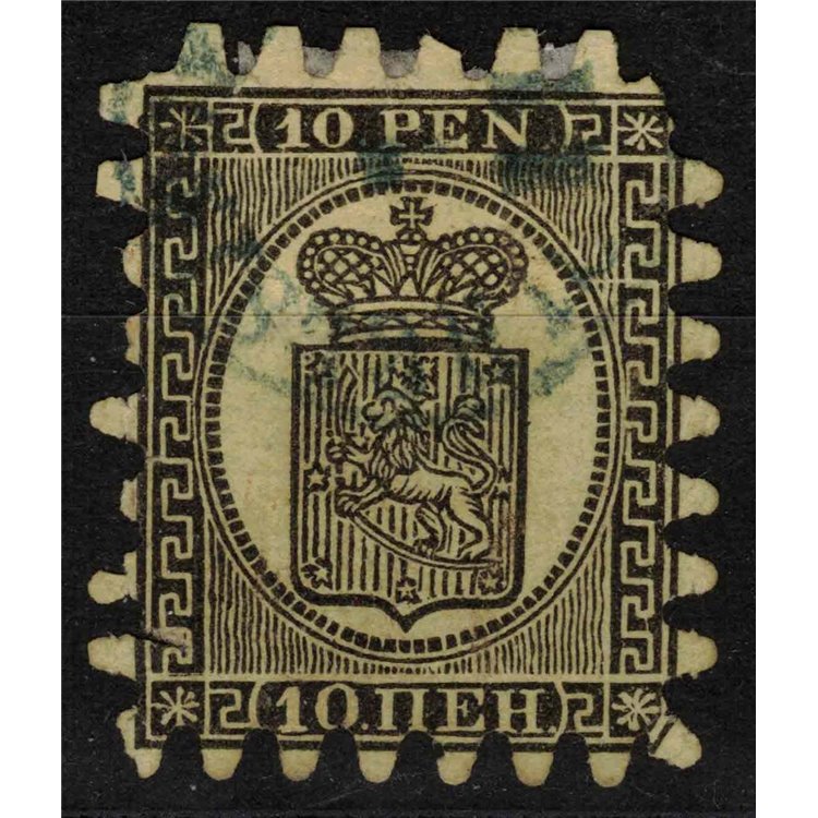 FINLAND 1866-70 Coat of Arms 10p black on pale suede us