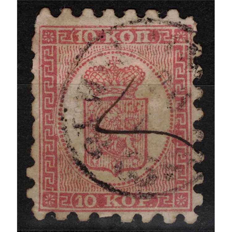 FINLANDIA 1860-65 Stemma 10k rosa su rosa chiaro (tipo II) us