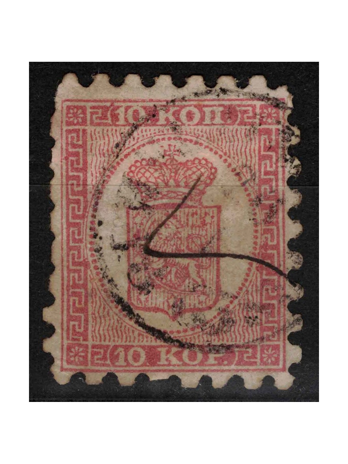 FINLANDIA 1860-65 Stemma 10k rosa su rosa chiaro (tipo II) us