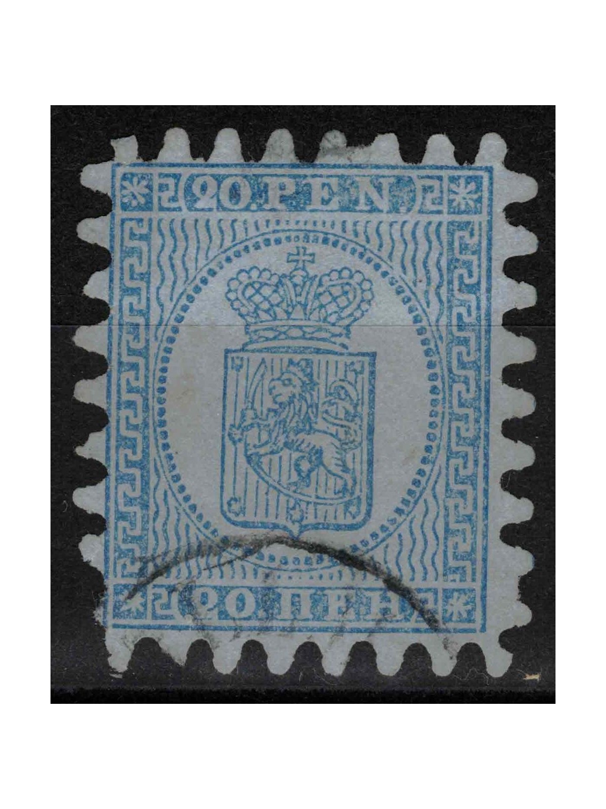FINLANDIA 1866-70 Stemma 20p azzurro su celeste us