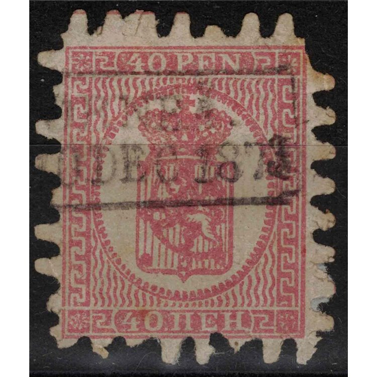 FINLANDIA 1866-70 Stemma 40p rosa su lilla chiaro us