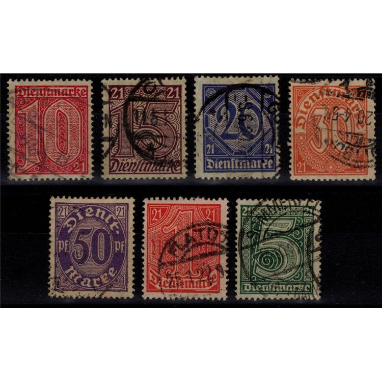 GERMANY REICH 1920 Service Stamps 7v us