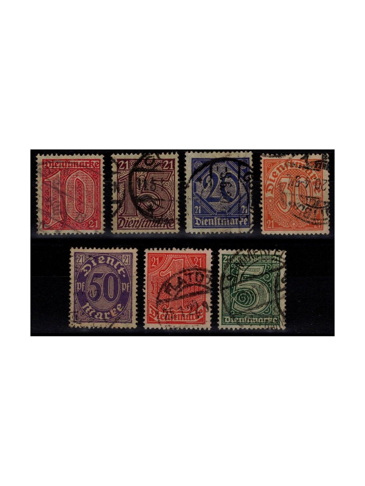GERMANY REICH 1920 Service Stamps 7v us