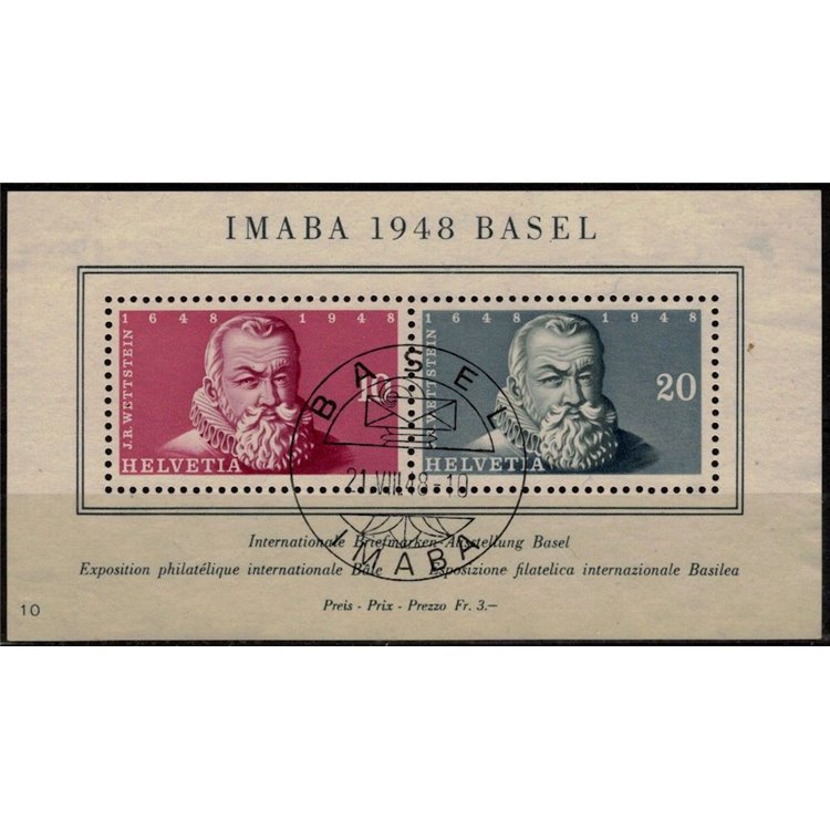SWITZERLAND 1948 Philatelic Exhibition (Imaba) s/s us