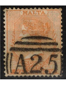 MALTA 1882 Effigie della Regina Vittoria (½p giallo bistro) us